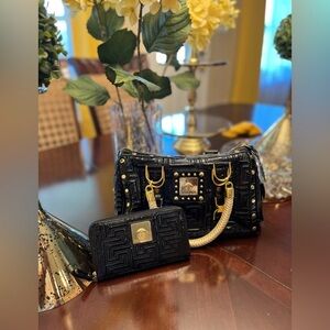 Black Women's Handbag and Wallet Set
